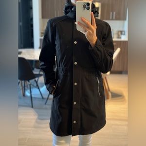DKNY XS black rain jacket black fleece trench